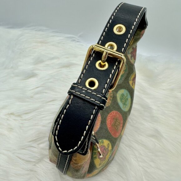 💰SALE💰 Dooney & Bourke Y2K Multi-Color Logo Circles Canvas Hobo Shoulder Bag - Picture 12 of 16